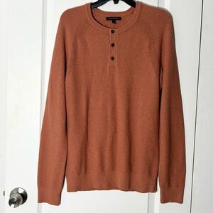 Nwot Banana Republic Factory 2023 Textured Henley Sweater Men’s S Orange Classic